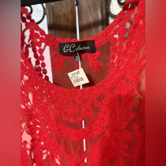G Collection Red Lace Tank Top - Picture 2 of 3